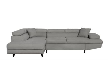 Canapé D'angle Gauche Convertible Rio Scandinave Avec Coffre En Tissu - Gris Clair, Pieds Noir