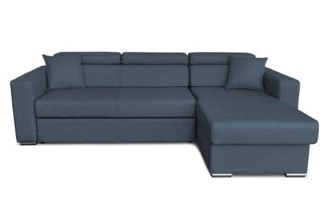 Canapé D'angle Leslie Convertible Et Réversible En Tissu - Bleu Pétrole