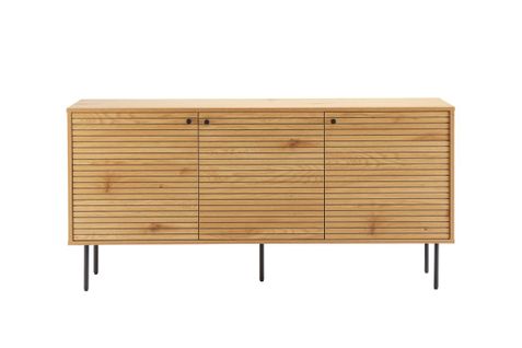 Buffet Brodie Avec Finition Chêne Et Pieds Noirs - 150x140 Cm - Bois