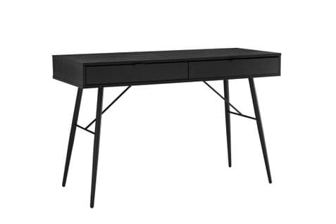 Bureau 2 Tiroirs Payton Avec Pieds Métal - 120x48 Cm - Noir