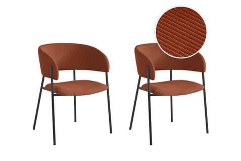 Lot De 2 Chaises Bold En Velours Côtelé - Terracotta