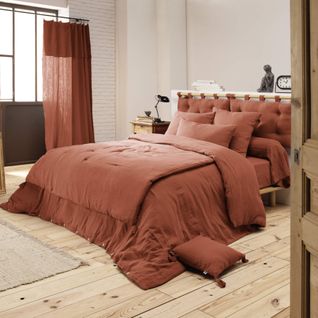 Housse De Couette Double Gaze De Coton Orange 260x240 Cm