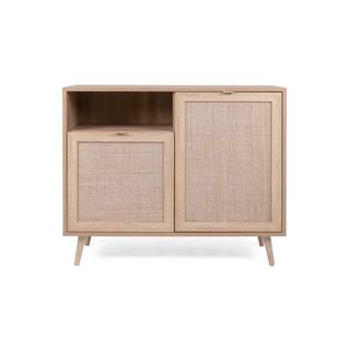 Commode 1 Niche 2 Portes En Bois Clair Imprimé Cannage