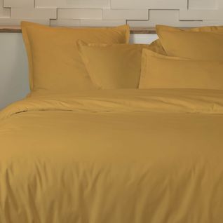 Parure De Lit Percale Unie Jaune 240x220