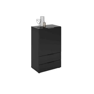 Commode 1 Porte 2 Tiroirs Noir