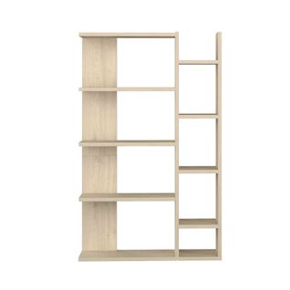 Bibliothèque 6 Étagères 4 Cases En Bois Imitation Chêne Clair