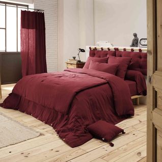 Housse De Couette Double Gaze De Coton Bordeaux 240x220 Cm