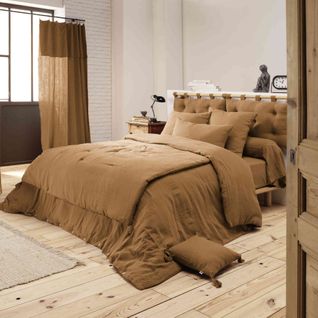 Housse De Couette Double Gaze De Coton Marron 260x240 Cm