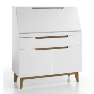 Bureau Secrétaire Tiroir + Niche Blanc