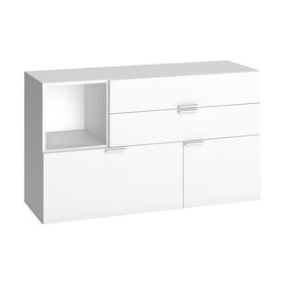 Commode 2 Tiroirs 2 Portes Avec Niche Blanc