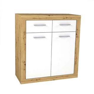 Commode 2 Portes 2 Tiroirs Bois Naturel