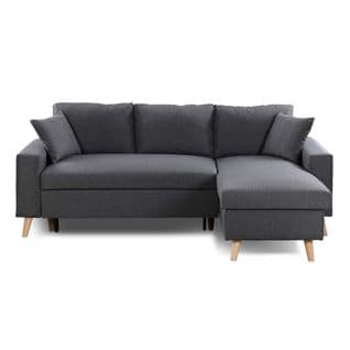 Canapé Convertible D'angle Scandinave 3 Places En Tissu Anthracite - Ca00002