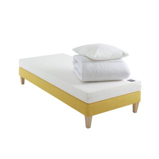 Ensemble Matelas Mousse, Sommier, Pieds, Couette Et Oreiller Aurore 100 Soutien Ferme 110 X 190