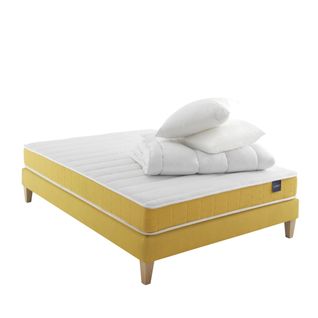 Ensemble Matelas Mousse, Sommier, Pieds, Couette Et Oreiller Aurore 400 Soutien Ferme 130 X 190