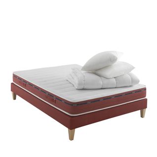 Ensemble Matelas Latex, Sommier, Pieds, Couette Et Oreiller Crépuscule 500 Soutien Ferme 140 X 200