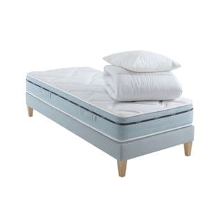 Ensemble Matelas Mousse Accueil Mémoire De Forme, Sommier, Pieds, Couette, Oreiller Songe 500 80x210