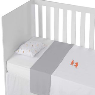 Parure De Lit Bébé Coton Jersey Fox Blanc 100x135 Cm