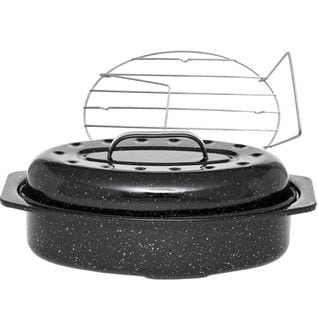 Cocotte Ovale En Acier Carbon 38x26cm + Grille - 0508+2006