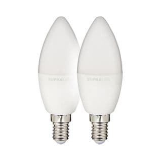 Pack De 2 Ampoules LED (flamme), Culot E14, Conso. 2,8w (eq. 25w), 250 Lumens, Blanc Chaud