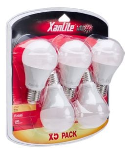 Lot X5 Ampoules LED Standard, Culot E27, Cons. 9w, Eq. 60w, Blanc Chaud