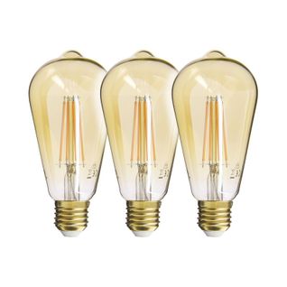 Lot De 3 Ampoules Déco Filament LED St64, Culot E27, 806 Lumens, Équivalence 60w, 1800 Kelvins,