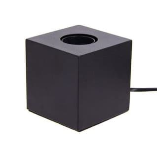 Lampe à Poser Cube En Métal Noir, Compatible Culot E27, Ip20, 60w Puissance Max