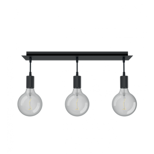 Suspension 3 Douilles Noire Métal, Culot E27, Câble De 150cm Réglable, Ip20