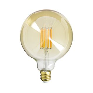 Ampoule Filament LED Déco Verre Ambré G125, Culot E27, 1521 Lumens, Conso. 15w (equivalence 100w),