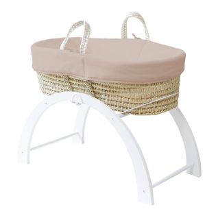 Couffin Noisette En Feuilles De Palmier Et Coton Bio + Support Réversible Shnuggle Blanc