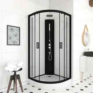 Cabine De Douche En 1/4 De Cercle - 150x240 Cm - Noir