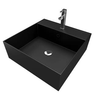 Vasque à Poser Carrée En Céramique Noire - 41x41x15cm - Squary Dark