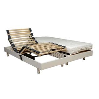 Ensemble Relaxation Talca Matelas + Sommiers Électriques Décor Blanc Satiné 2x80x200 Mousse 14 Cm