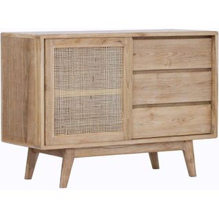 Buffet 1 Porte Et 3 Tiroirs En Teck "archi" 120cm Naturel