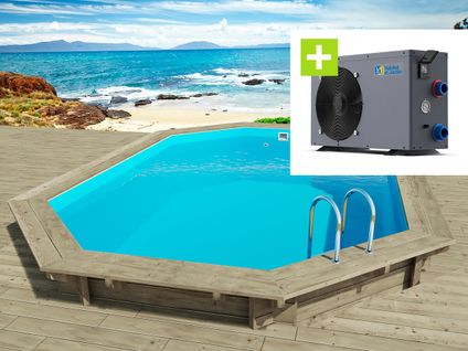 Piscine Bois " Florida " - 6.57 X 4.57 X 1.31 M + Pompe à Chaleur - Puissance 6.1 Kw