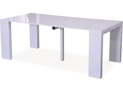Table Repas Extensible "dina" - 200/40 X 94 X 75 Cm - Blanc Laqué
