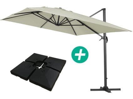 Parasol Jardin Déporté Alu "sun 4" - Rectangle - 3 X 4 M - Ecru - Dalles Incluses