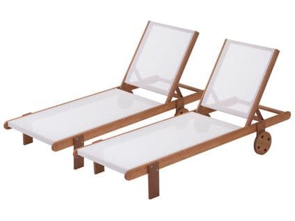 Bain De Soleil En Bois Exotique "saïgon" - Maple - Ecru - Lot De 2