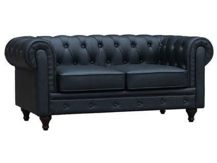 Canapé Fixe Chesterfield "aliza" - 157 X 82 X 70 Cm - 2 Places - Noir