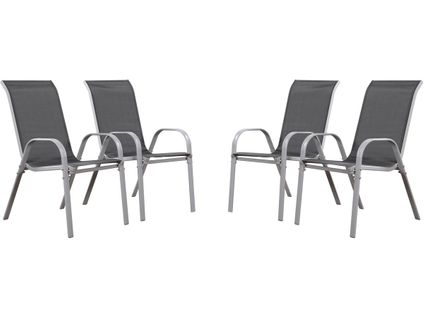 Fauteuil Jardin Textilène "cordoba" - Phoenix - Gris Foncé/argenté - Lot De 4