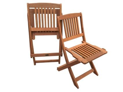 Lot De 2 Chaises Jardin Pliante En Bois Exotique "hongkong" - Maple - Marron Clair