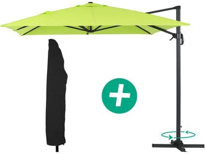 Parasol Jardin Déporté Alu "sun 4" - Rectangle - 3 X 4 M + Housse De Protection - Vert