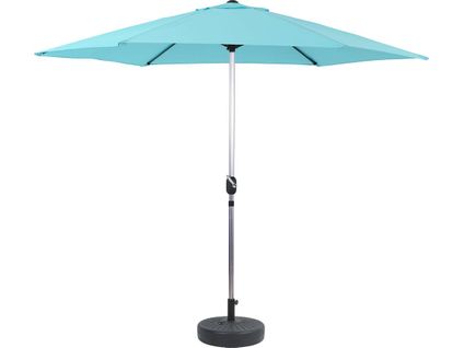 Parasol Jardin Droit Alu "sol" - Rond - Ø 3m - Bleu - Avec Pied à Lester