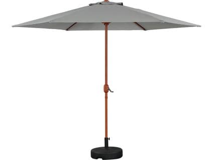 Parasol Jardin Droit Alu Finition Bois "luz" - Rond - Ø 3m - Gris - Avec Pied à Lester