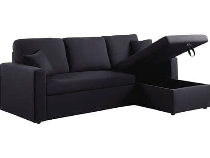 Canapé D'angle Convertible/ Réversible "alain" - 221 X 145 X 85 Cm - 3 Places - Noir