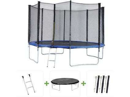 Trampoline "joycy" - Ø 4,27 M - Avec Filet + Échelle + Couverture + Kit D'ancrage