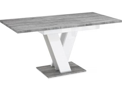 Table Repas Extensible "masiv" - 120/160 X 80 X 75 Cm - Béton/blanc Brillant