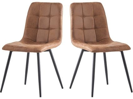 Lot De 2 Chaises En Tissu Vintage "celia" - Marron