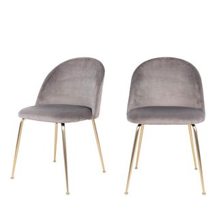 Lot De 2 Chaises En Velours Et Pieds Dorés