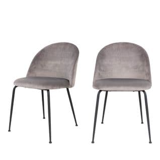 Geneve - Lot De 2 Chaises En Velours Et Métal - Couleur - Gris