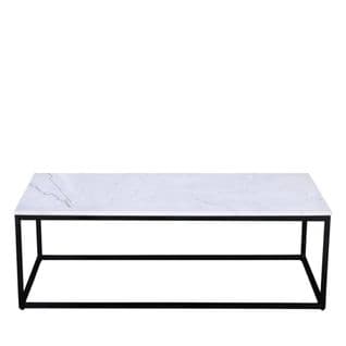 Saku - Table Basse En Marbre Blanc Et Métal 120x65cm - Couleur - Blanc